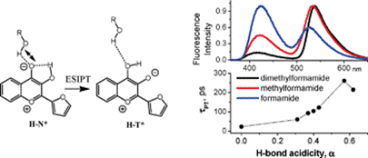 Graphical abstract: Unusually slow proton transfer dynamics of a 3-hydroxychromone dye in protic solvents